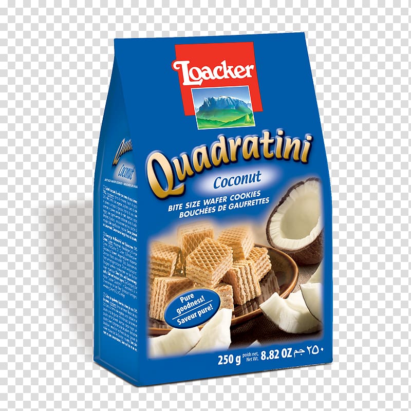 Quadratini Loacker Wafer Waffle Cream, fresh coconut transparent background PNG clipart