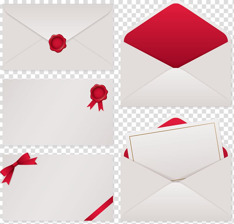 Paper Red envelope Material, Envelopes, bow, wax seal transparent background PNG clipart