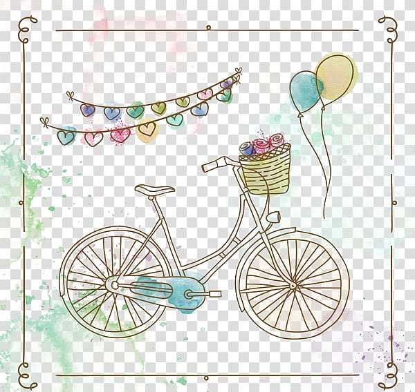 Painting Vintage clothing Drawing Poster Art Deco, Happy bike transparent background PNG clipart