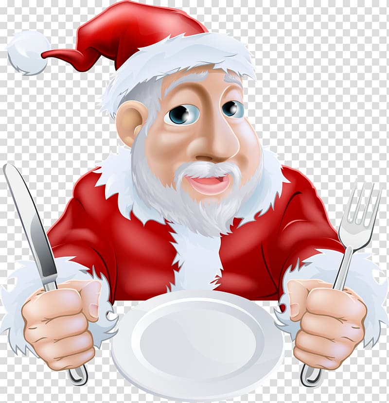 Santa Claus Christmas dinner Cartoon, Santa Claus transparent background PNG clipart