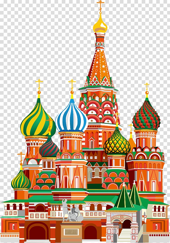 Moscow Kremlin Saint Basils Cathedral Red Square Landmark Illustration, illustration Moscow Building, St. Basil's Cathedral, Moscow illustration transparent background PNG clipart