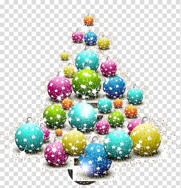 Christmas tree Christmas ornament Christmas card, Fantasy ball pattern transparent background PNG clipart