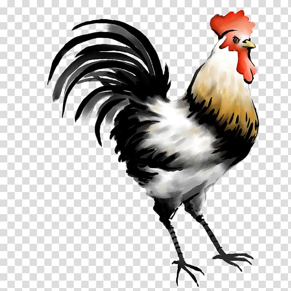 Chicken Rooster Chinese painting Chinese zodiac, cock transparent background PNG clipart