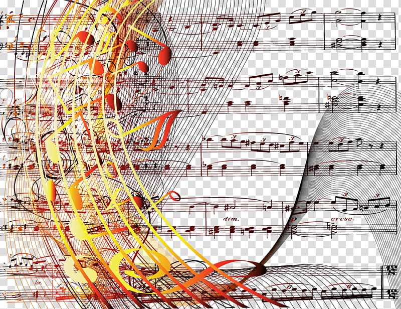 Musical note Staff, Golden curve notes and staves material transparent background PNG clipart