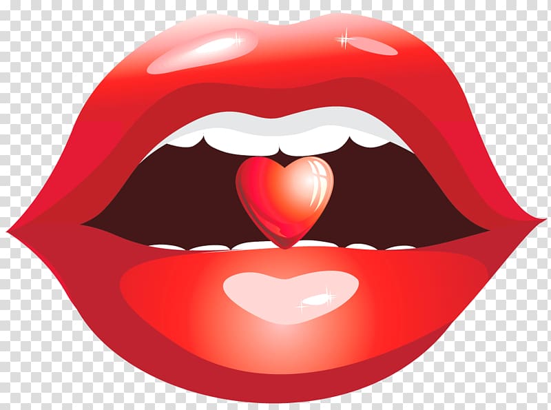 Lip , Red Lips with Heart , person's lips illustration transparent background PNG clipart