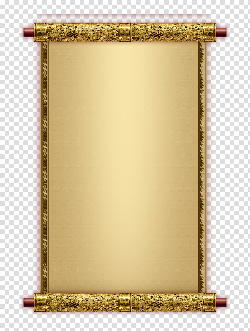 Paper Volume Parchment, Reel gold frame, gold blank scroll transparent background PNG clipart