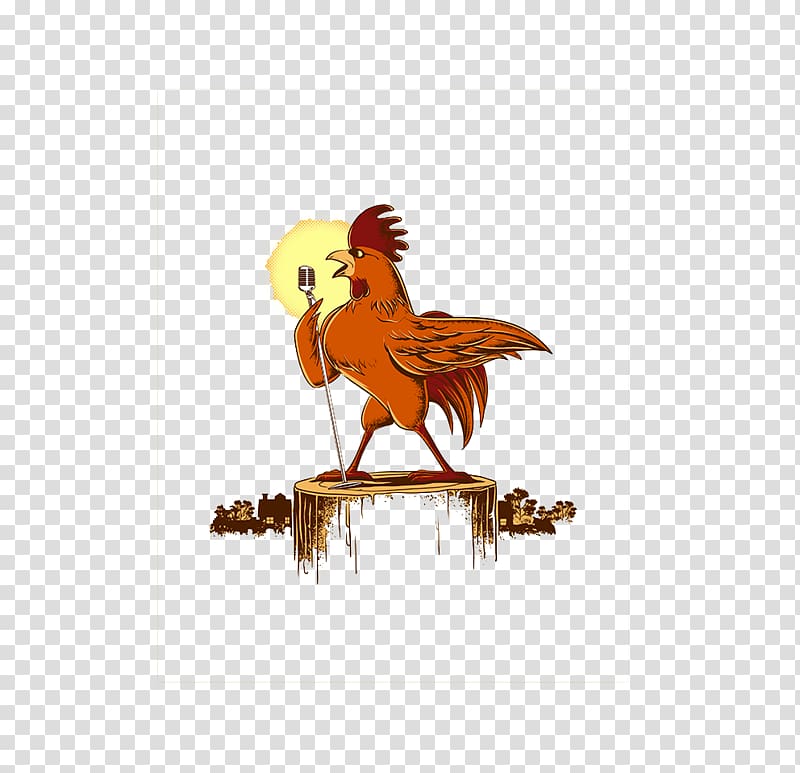 Chicken Singing Drawing Art Illustration, Singing rooster transparent background PNG clipart