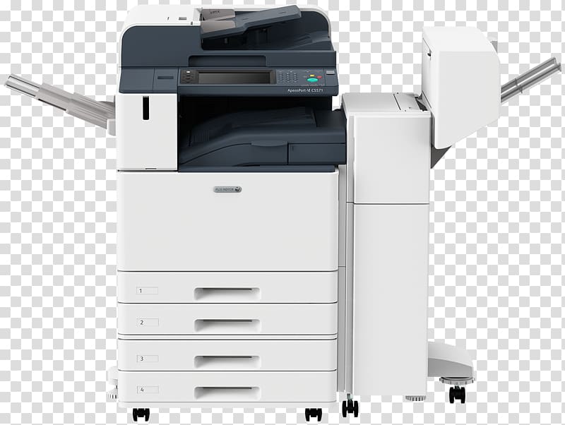Fuji Xerox copier Multi-function printer, mid-copy transparent background PNG clipart