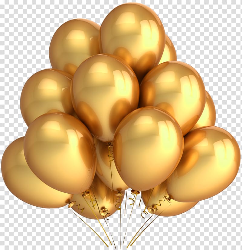 Balloon Party Gold Metallic color , Gold Balloons , yellow plastic balloons transparent background PNG clipart