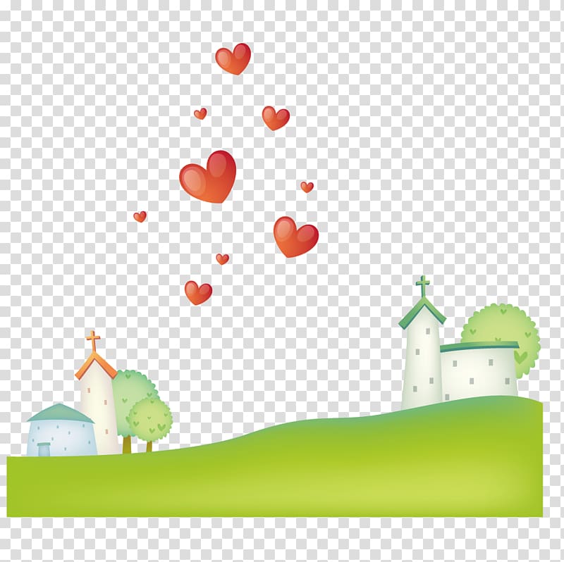 Cartoon Green Flower Illustration, Loving Christian Church transparent background PNG clipart
