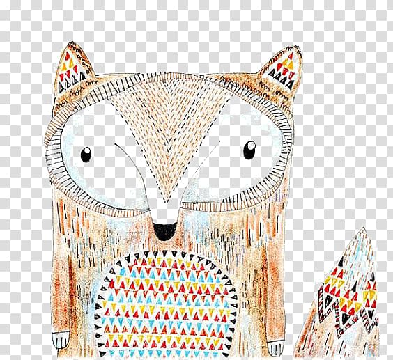 owl illustration, Art Drawing Child Watercolor painting Illustration, fox transparent background PNG clipart
