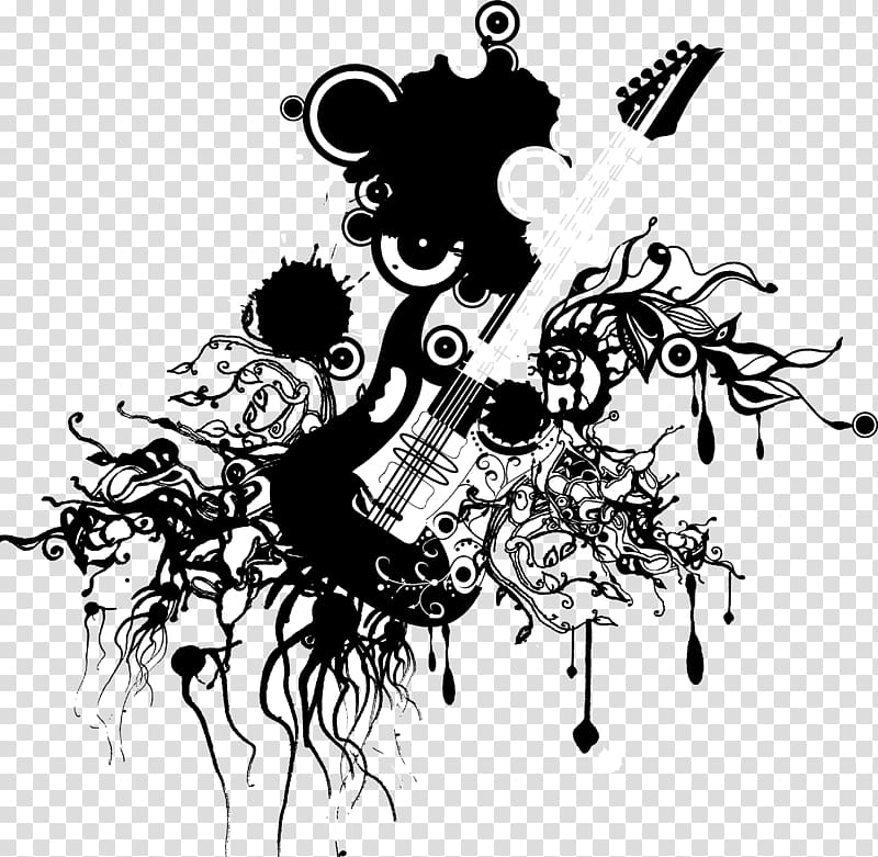 White illustration Music Illustration, guitar transparent background PNG clipart