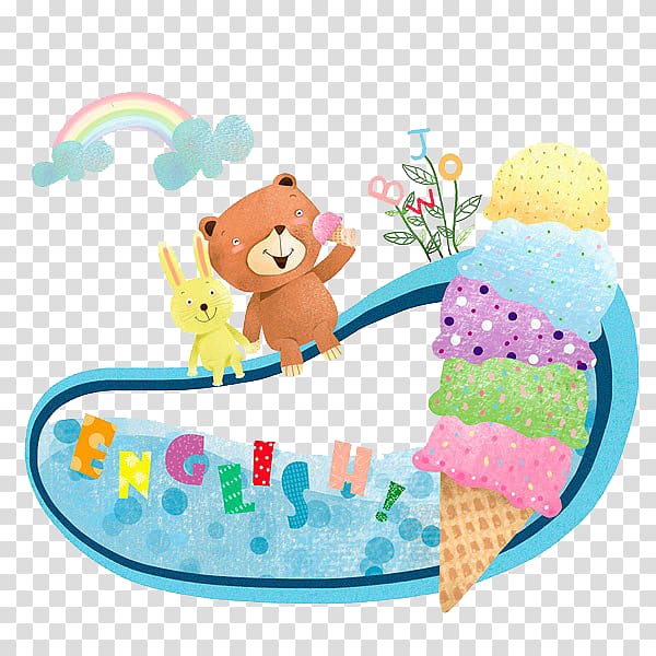 Ice cream Illustration, Bear to eat ice cream transparent background PNG clipart