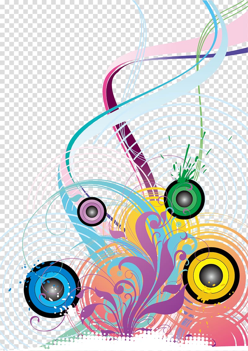 multicolored border design illustration, Dance Illustration, Audio speakers element pattern transparent background PNG clipart