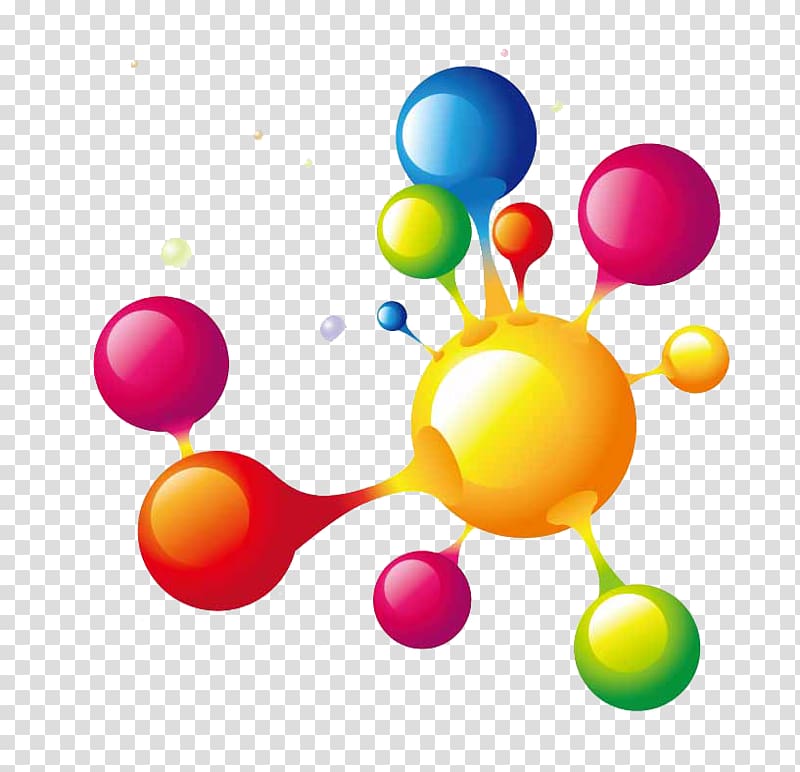 multicolored molecules , Molecule Color Chemistry Chemical bond, Ball transparent background PNG clipart