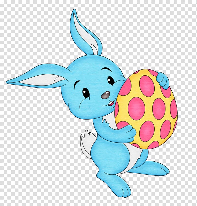 Easter Bunny Baby Bunnies Angel Bunny Hare, Blue cartoon bunny transparent background PNG clipart