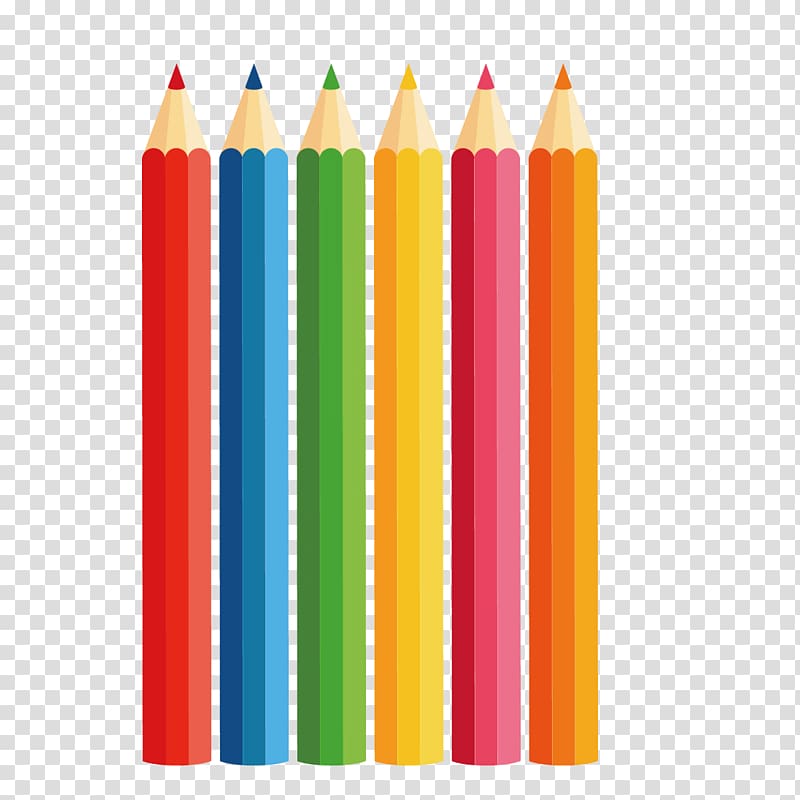 six assorted-color pencils illustration, Colored pencil, color pencil transparent background PNG clipart