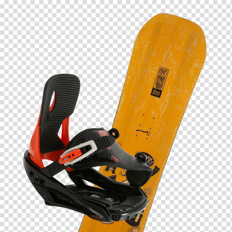 Ski Bindings Decathlon Wed\'ze Junior snowboard Bindings, Faky 300 Black, White and Yellow Snowboarding Skiing Sports, skiing transparent background PNG clipart