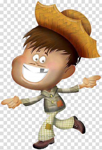 animated man in brown hat dancing art, Festa Junina Midsummer Party , chapeu de palha transparent background PNG clipart