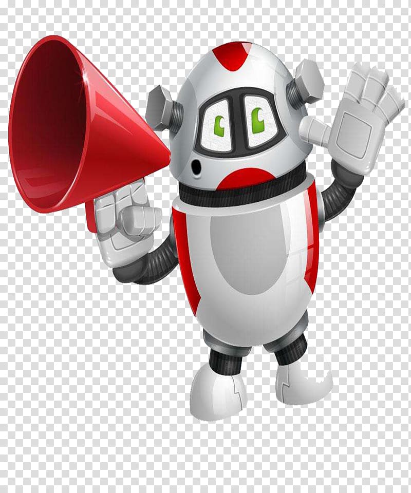 Robot Loudspeaker Horn, Robot notification transparent background PNG clipart