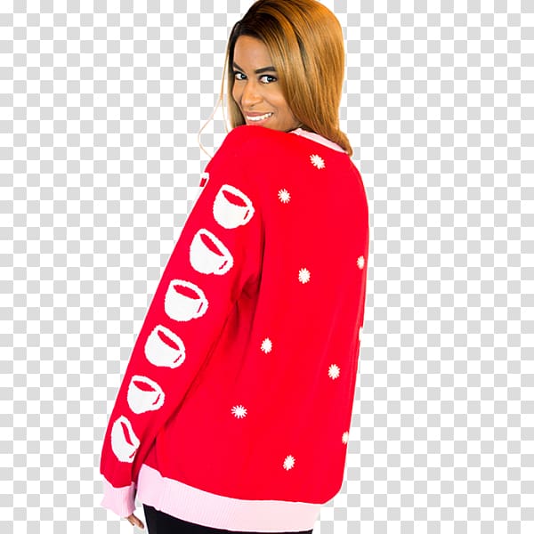 Polka dot Sleeve Neck Outerwear, best ugly christmas sweater transparent background PNG clipart