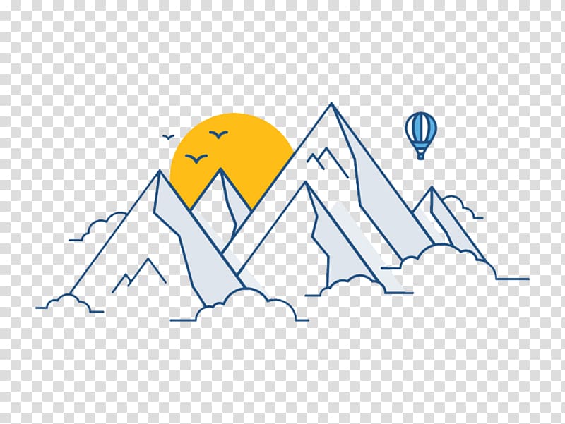Mountain sunrise hot air balloon illustration transparent background PNG clipart