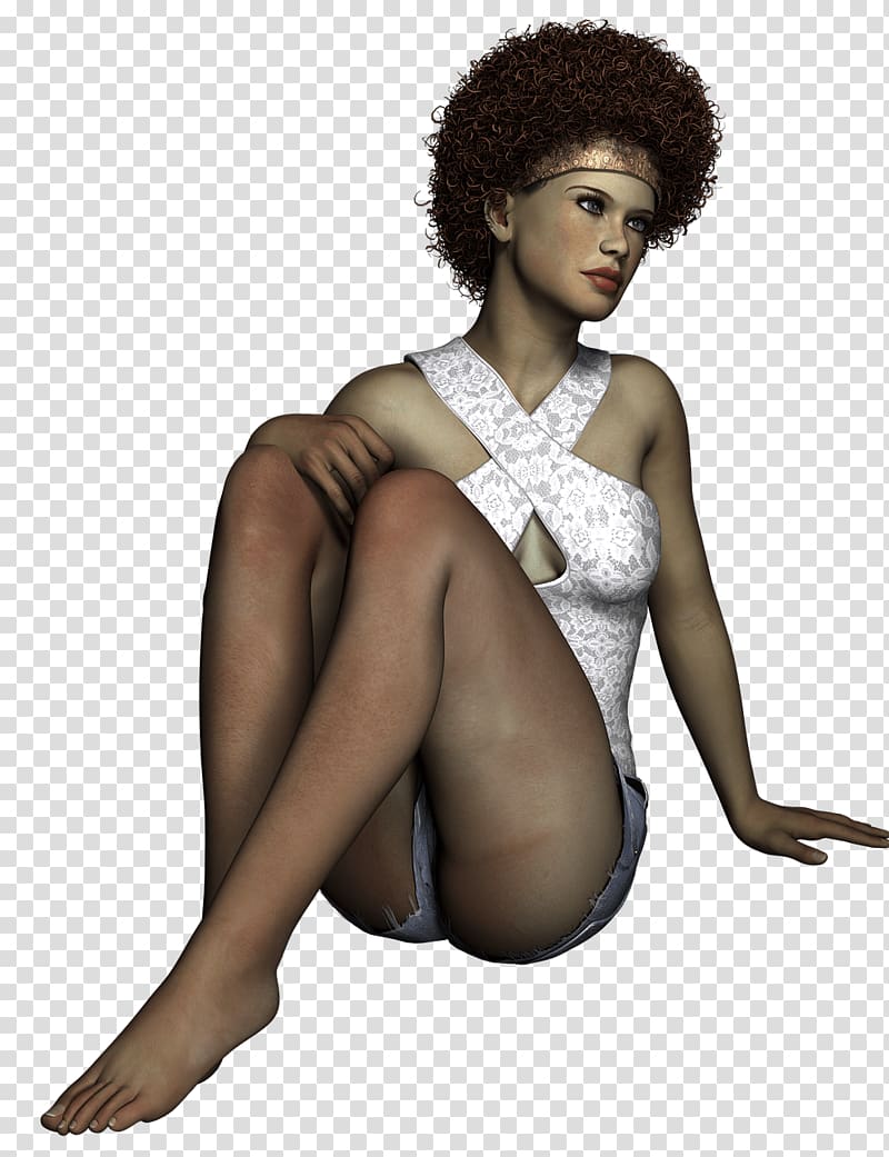 woman wearing white halter top sitting on ground animation, Woman Afro Hair Style transparent background PNG clipart