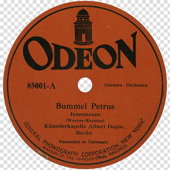 78 RPM Tradera Germany Odeon Records Record label, victrola transparent background PNG clipart