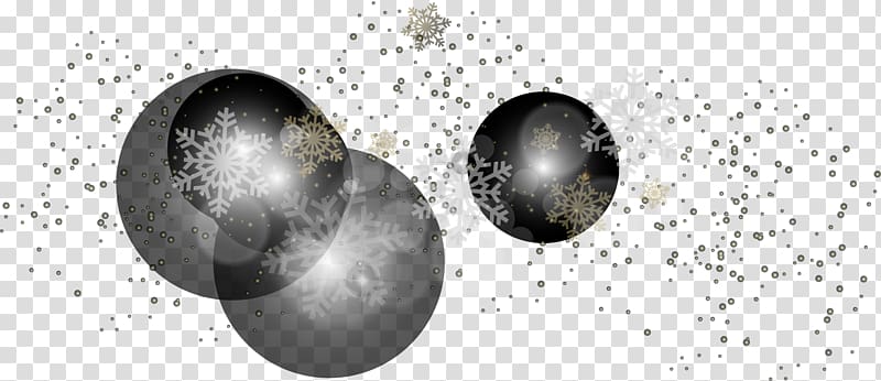 White Black Sphere, Winter snowflake effect elements transparent background PNG clipart