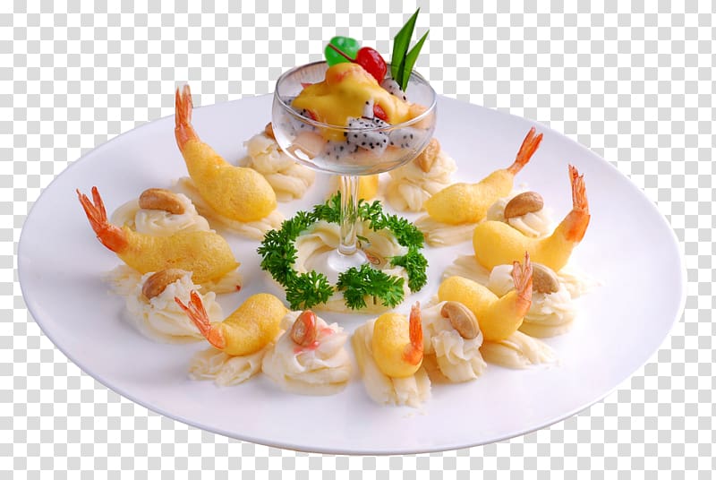 Dim sum Seafood Fried prawn Deep frying, Fried Shrimp Salad transparent background PNG clipart