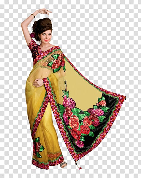 Wedding sari Chiffon Textile Fashion, Bollywood Designer Sarees transparent background PNG clipart