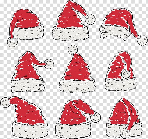 Santa Claus Christmas ornament Hat Color, Color filling Christmas hats transparent background PNG clipart