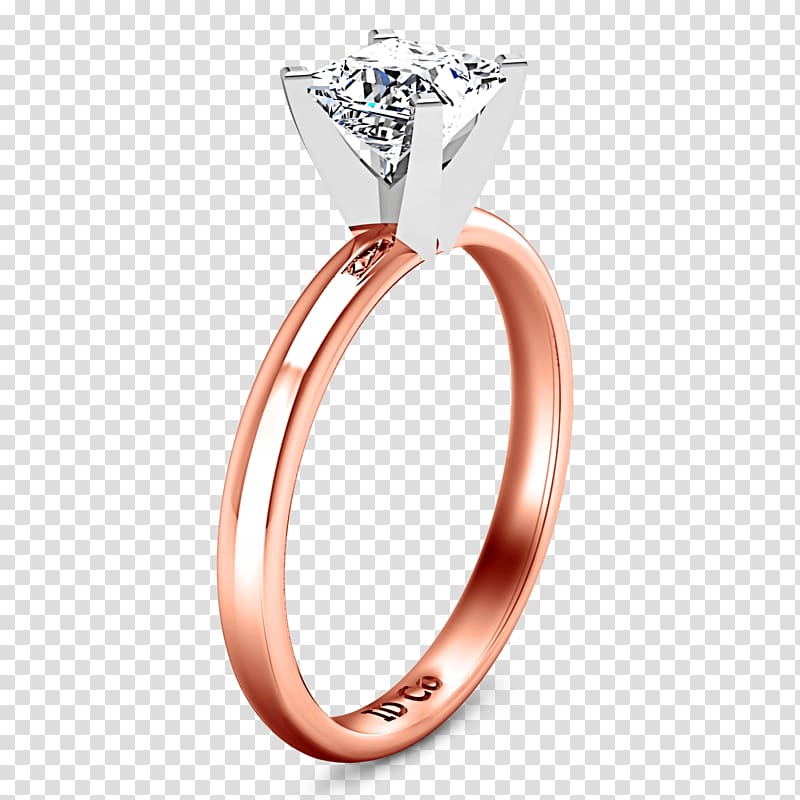 Wedding ring Princess cut Engagement ring Solitaire, solitaire ring transparent background PNG clipart