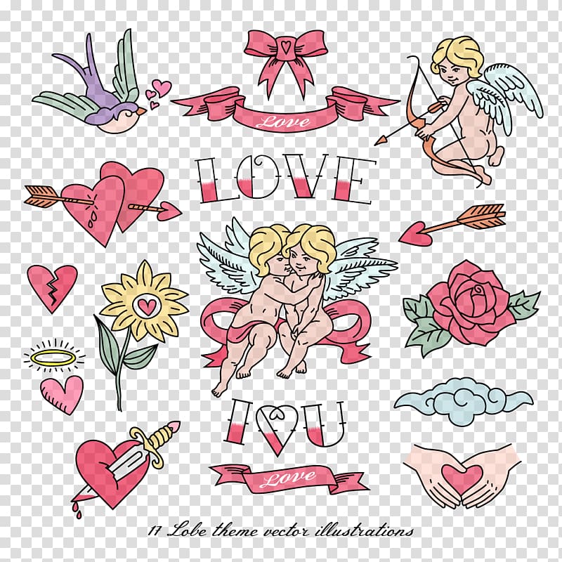 Tattoo Euclidean Illustration, Cupid transparent background PNG clipart