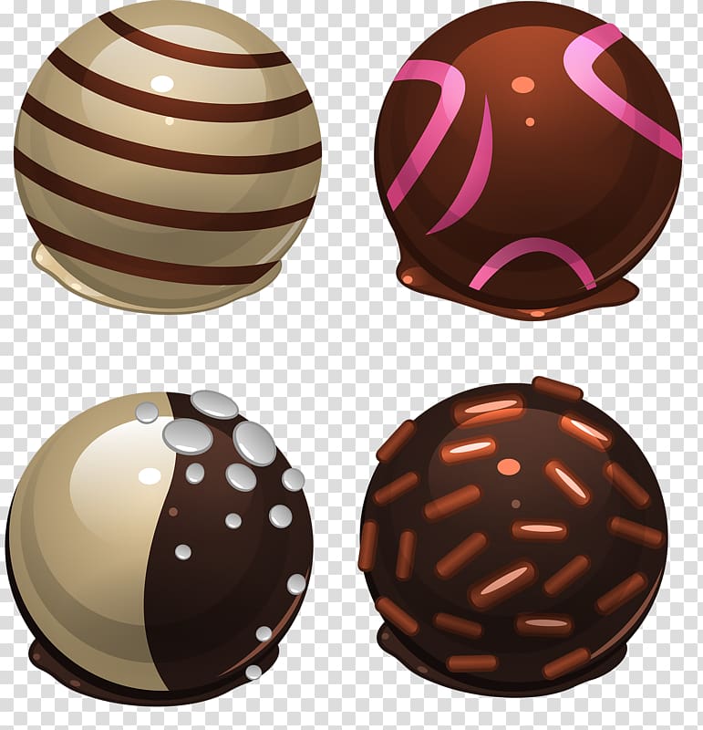 Chocolate balls White chocolate Candy, Four chocolate balls transparent background PNG clipart