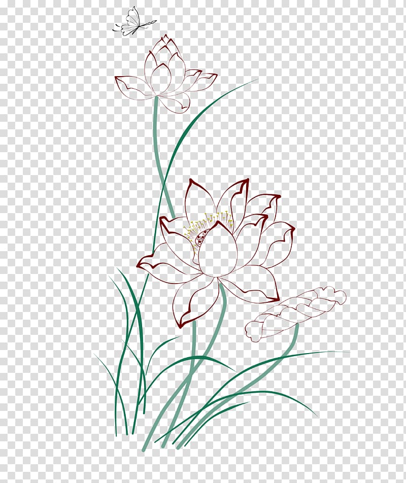 Painting Drawing, Line drawing lotus transparent background PNG clipart