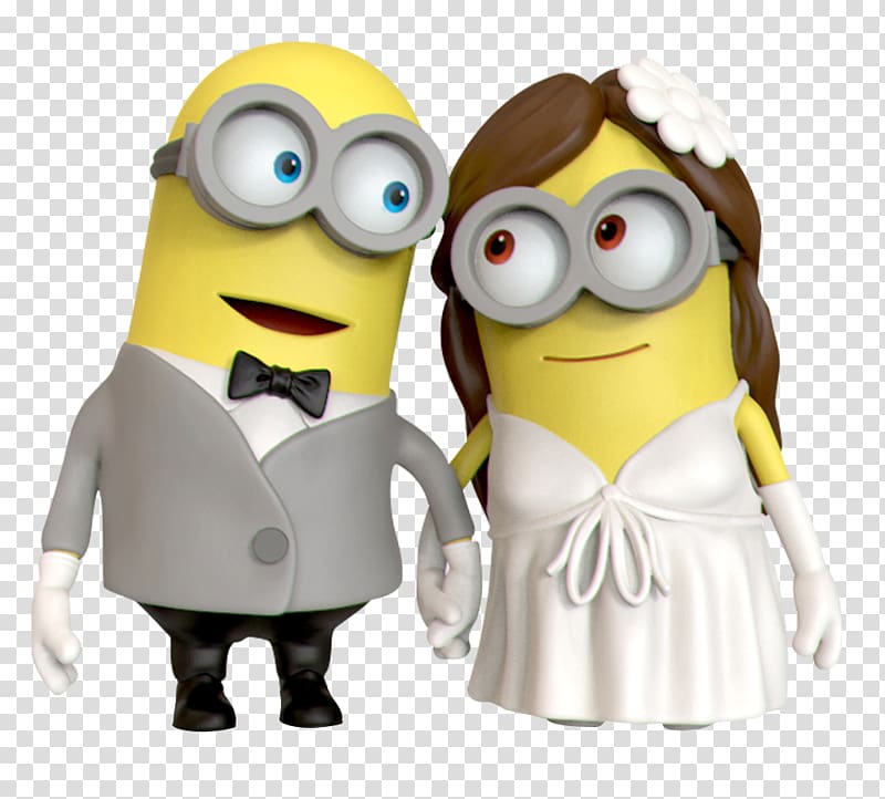 Minion groom and Minion bride illustration, Wedding cake topper Birthday cake Minions, minion transparent background PNG clipart