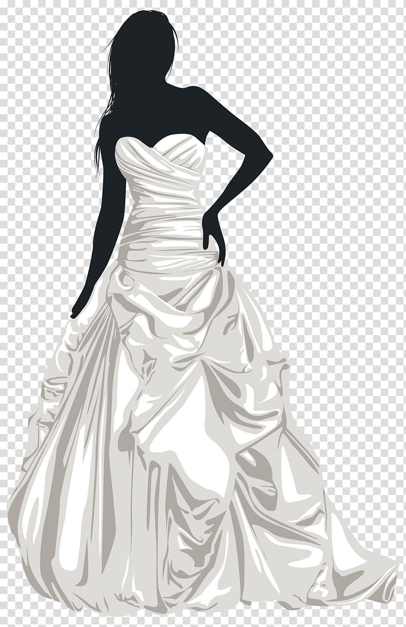 frock silhouette, girly, wedding dress free svg file - SVG Heart