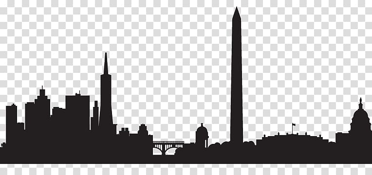 Skyline Silhouette Drawing Washington, D.C., Silhouette transparent background PNG clipart