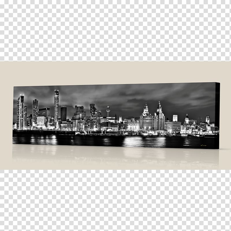 Black and white Canvas print , night building transparent background PNG clipart