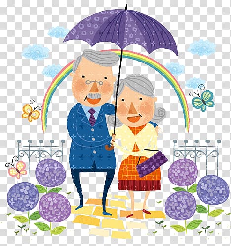 grandpa grandma umbrella transparent background PNG clipart