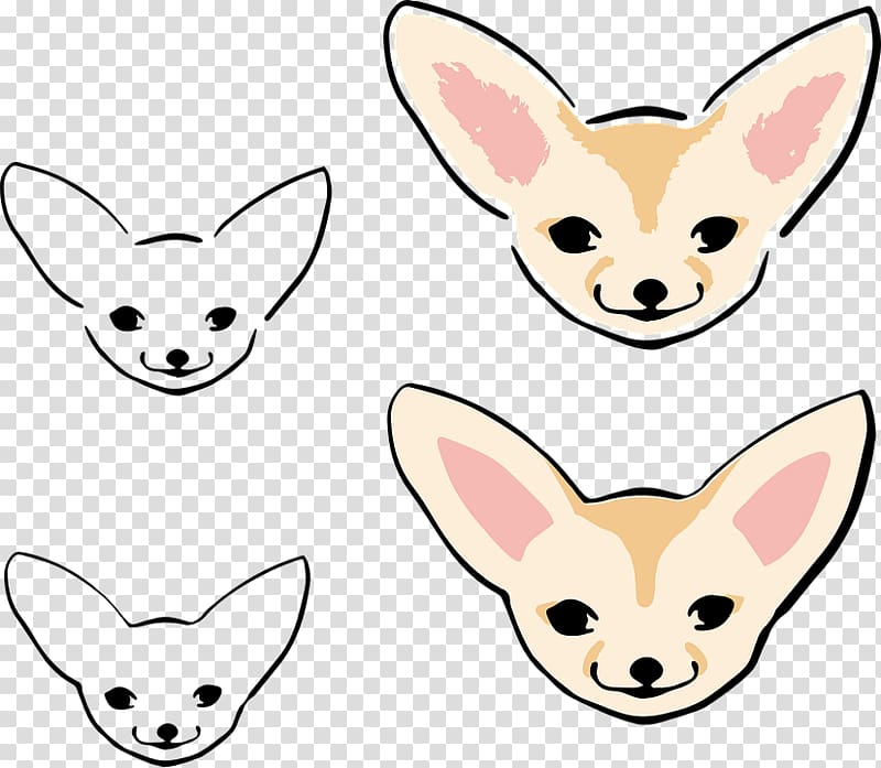 Chihuahua Puppy Red fox Fennec fox , Hand drawn cute fox transparent background PNG clipart