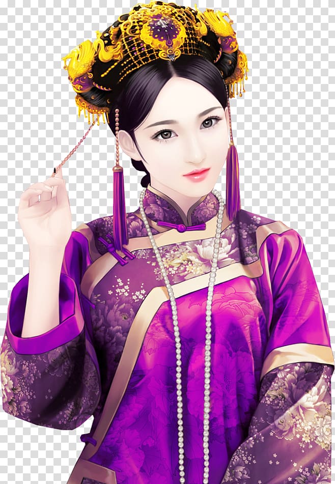 固伦端敏公主 Qing dynasty Thick Black Theory Cheongsam Costume, others transparent background PNG clipart