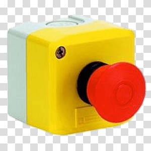 yellow and red push control, Emergency Stop Mushroom Button transparent background PNG clipart