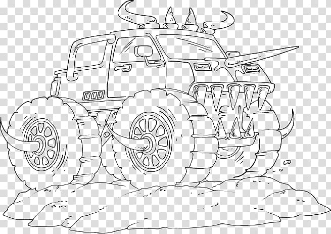 Monster truck Coloring book Grave Digger Bigfoot, monster jam transparent background PNG clipart