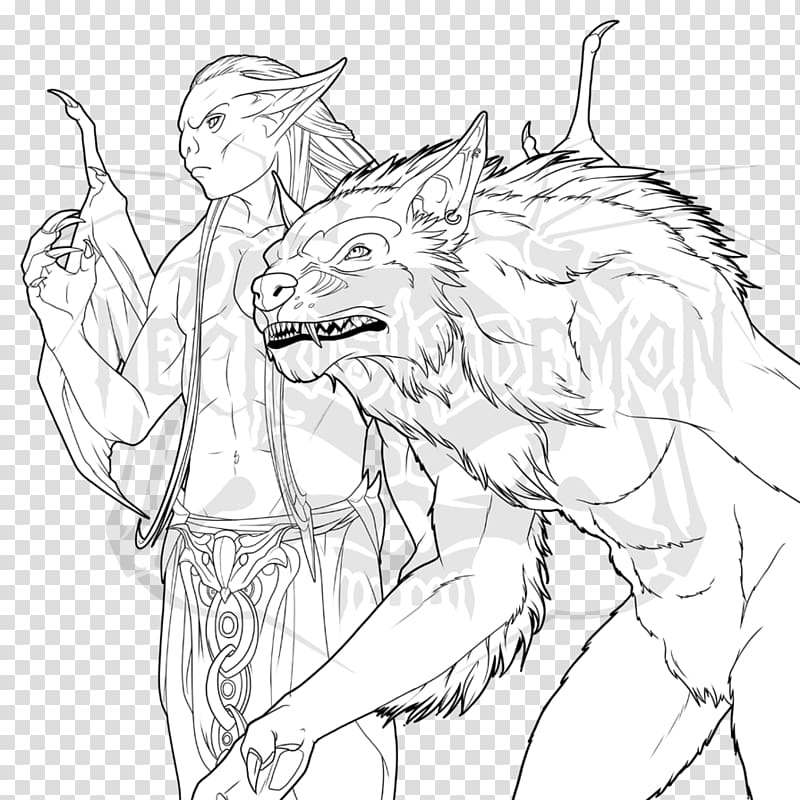 The Elder Scrolls V: Skyrim – Dawnguard Sketch The Elder Scrolls V: Skyrim – Dragonborn Line art Drawing, demon werewolf drawings transparent background PNG clipart