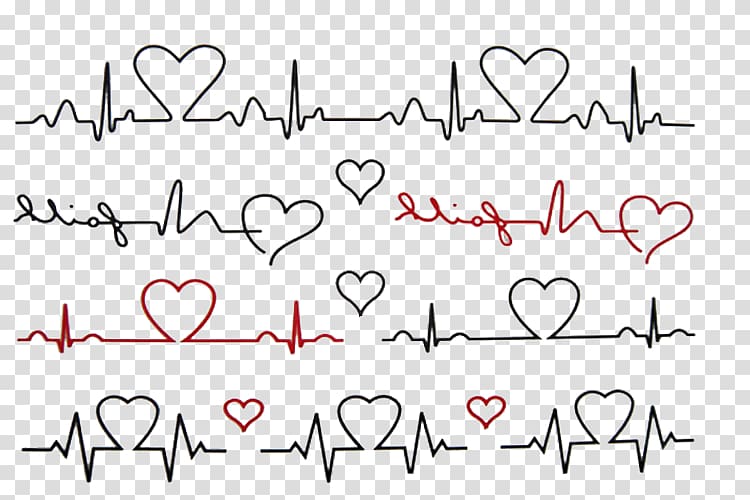 Black and red heart illustration, Abziehtattoo Electrocardiography Flash  Body art, Love Line heartbeat transparent background PNG clipart