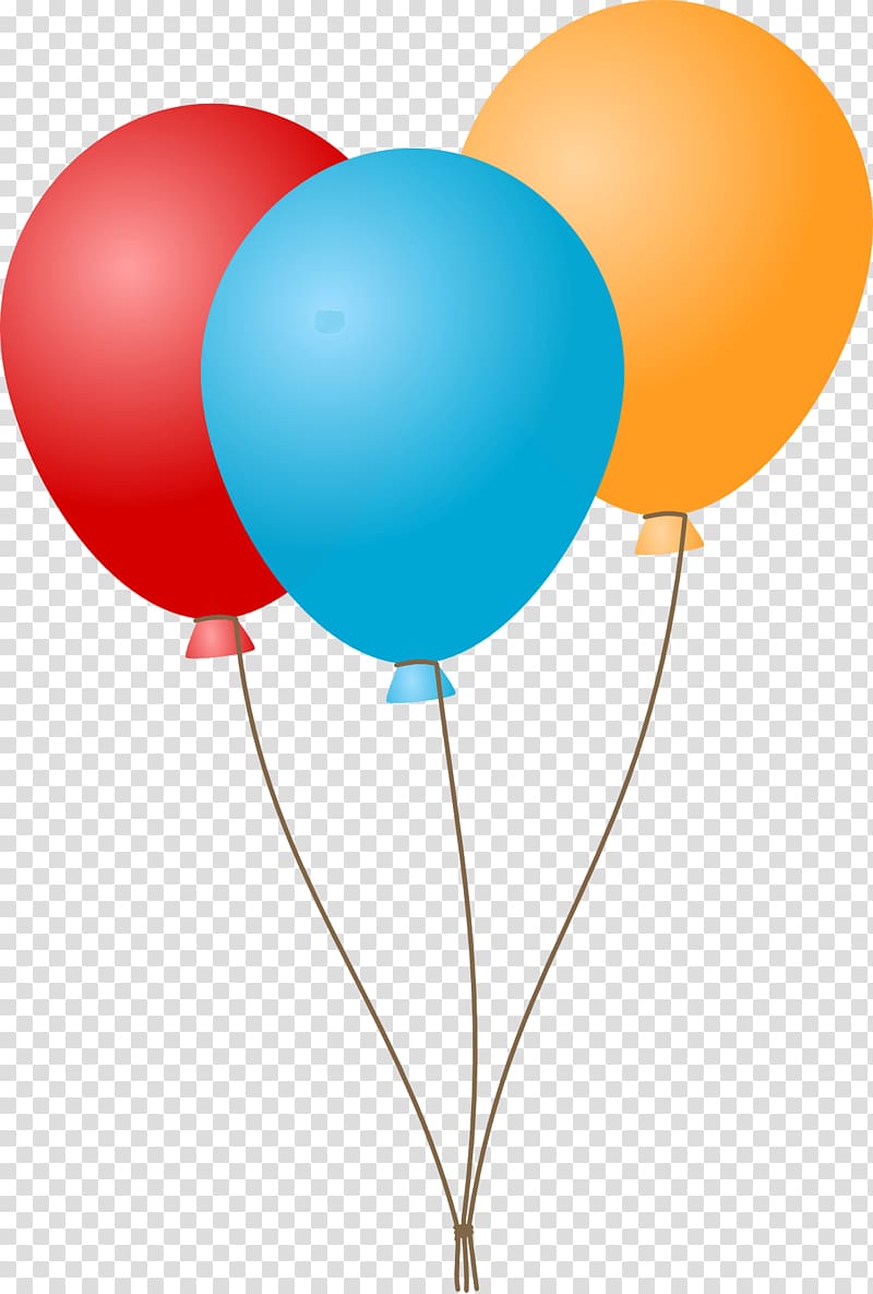 three assorted-color balloons illustrations, Three Flat Balloons transparent background PNG clipart