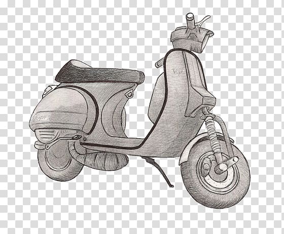 Vespa Drawing Pencil Motorcycle Sketch, Vespa Scooter transparent background PNG clipart