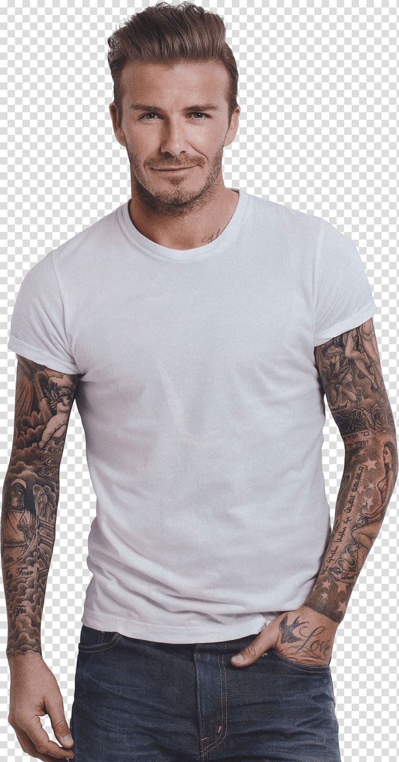 David Beckham Sleeve tattoo England national football team Soccer Player, chest tattoo transparent background PNG clipart
